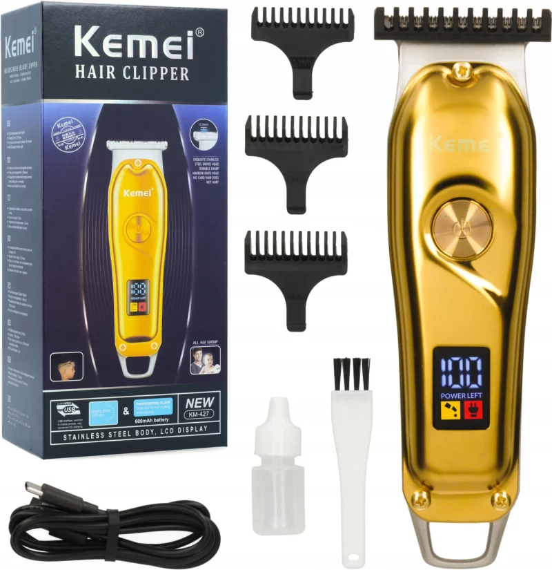 Tondeuse A Cheveux Rechargeable 600MAh 5W LCD Kemei Km-427