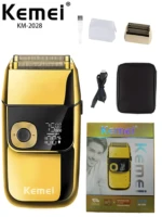 KEMEI KM-2028 Rasoir électrique rechargeable 1400 mAh doré gold avec afficheur Rasoir Électrique