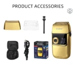 KEMEI KM-2028 Rasoir électrique rechargeable 1400 mAh doré gold avec afficheur Rasoir Électrique