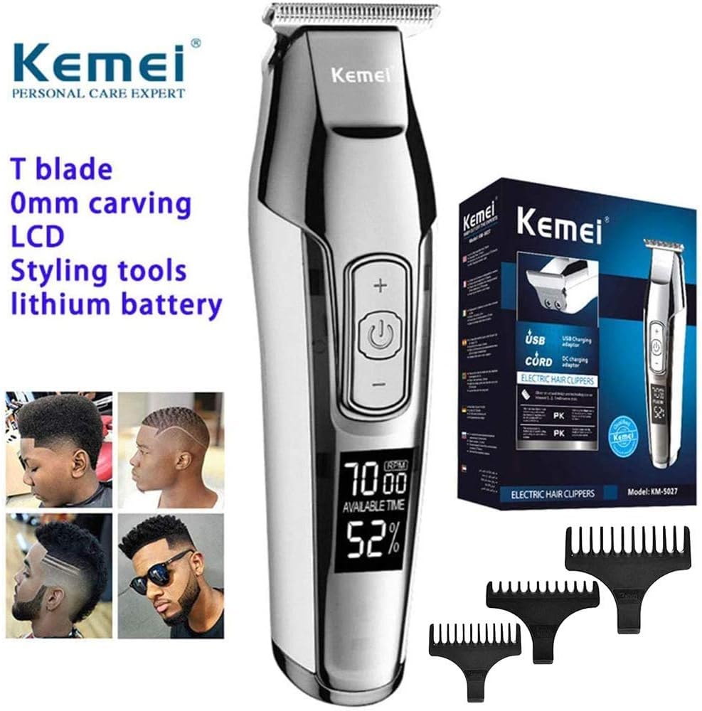 Tondeuse A Cheveux Avec Afficheur LCD – KM 5027 – Gris Tondeuse A Cheveux Avec Afficheur LCD – KM 5027 – Gris