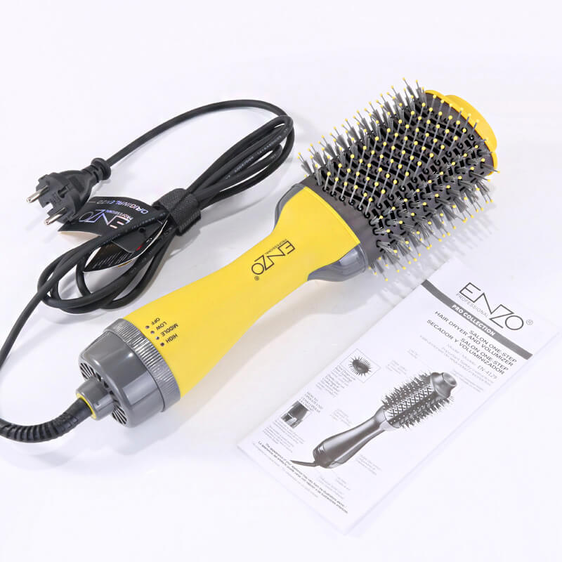 brosse chauffante céramique sèche-cheveux jaune , ENZO EN-4129, - - Boutique Algérie