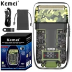 Kemei Rasoir Electrique Rechargeable – LED – Km TX7 – Vert Tondeuse ماكنات حلاقة