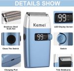 Rasoirs électriques KEMEI KM-3385 pour hommes, étanches, rechargeables sans fil, tondeuse à barbe à deux lames
