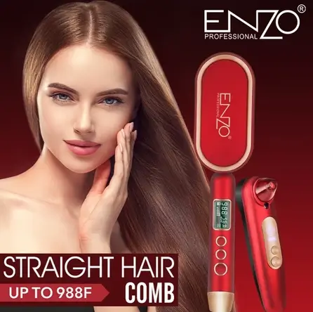  Brosse lissante enzo en-4102-T rouge + appreil des points noir cadeau مشط انزو 