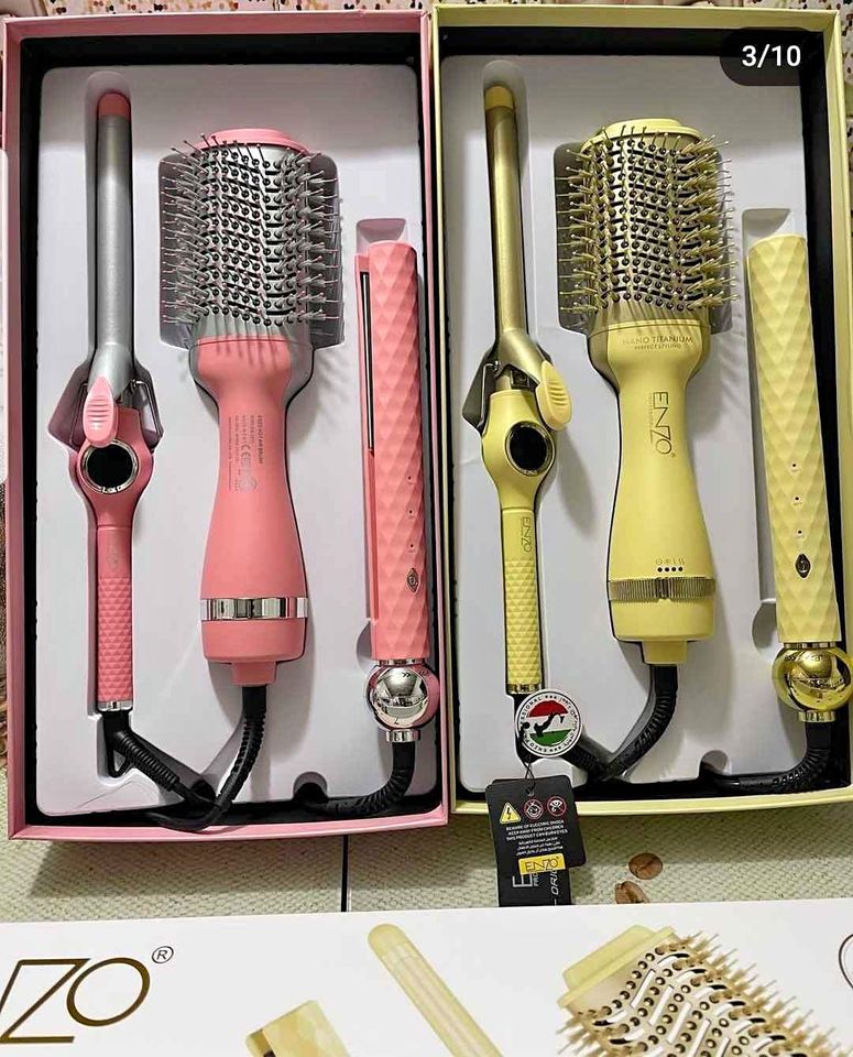 Gift pack enzo EN-3311 3 en 1, Sèche-cheveux, Lisseur, Boucleur