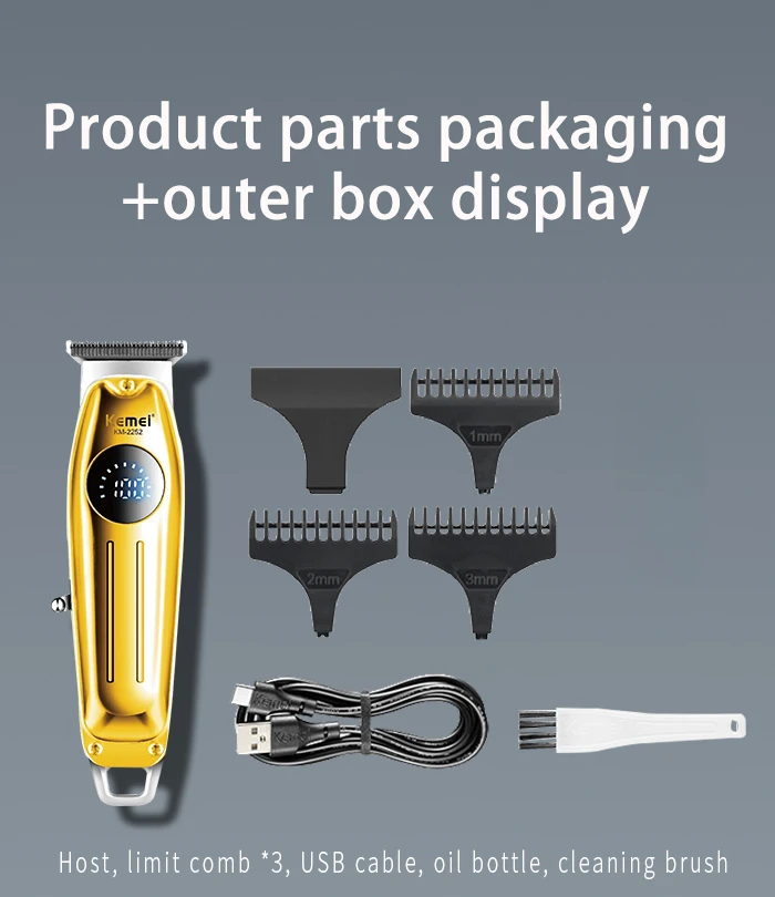 Kemei Km 2252 Tondeuse rechargeable professionnelle pour hommes de 