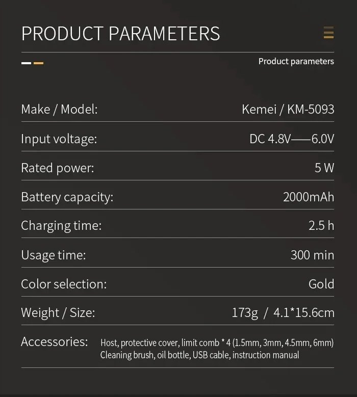 Kemei KM-5093 Tondeuse À Cheveux Professionnel Finition 0mm Rechargeable - - Boutique Algérie