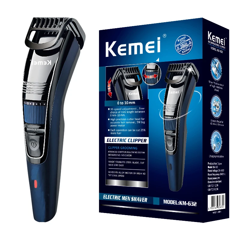 Kemei-Tondeuse à barbe et à cheveux réglable pour homme, moustache aste, machine à couper les poils du visage, 0.5-10mm 1