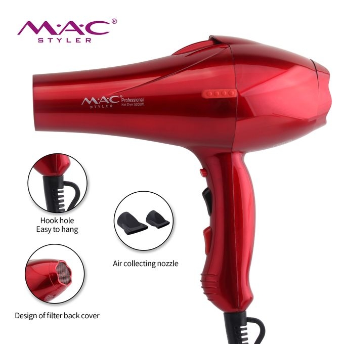 Mac Styler Sèche Cheveux Salon 5000 W – AC Moteur – MAC Styler Rouge MC-6672