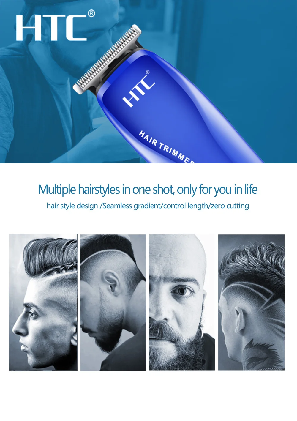 Tondeuse HTC 528 Tondeuse  cheveux et barbe,sans fil électrique. 