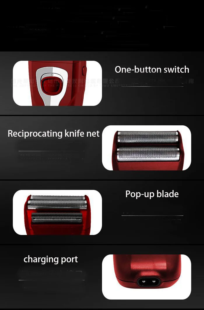 Rasoir électrique sans fil Kemei avec lame de coupe escamotable Rechargeable KM-1123