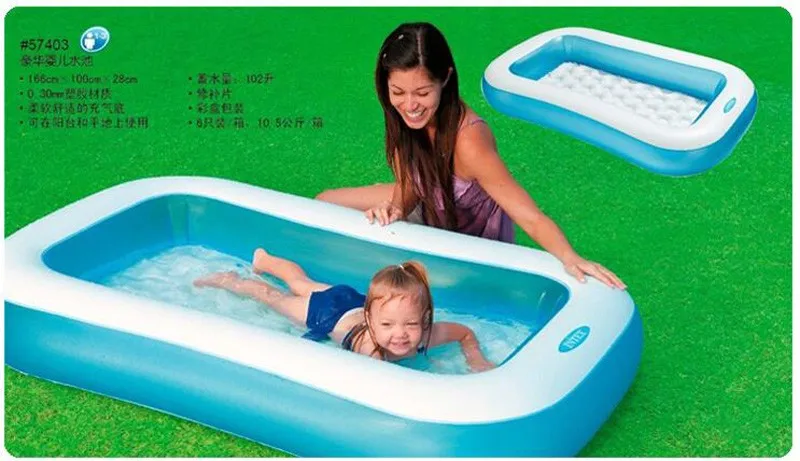 INTEX Piscine Gonflable Rectangulaire Bleu – 166*100*25 Cm - 57403Np