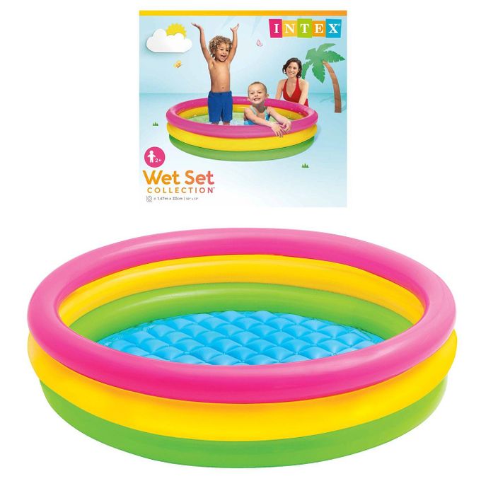 Piscine Gonflable Enfants INTEX Avec 3 Anneaux Garçon Et Fille 147 X 33 Cm
