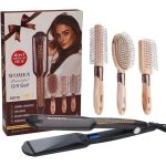 pack enzo en-3131 4 en 1 lisseur + brosses  couleur noir doré