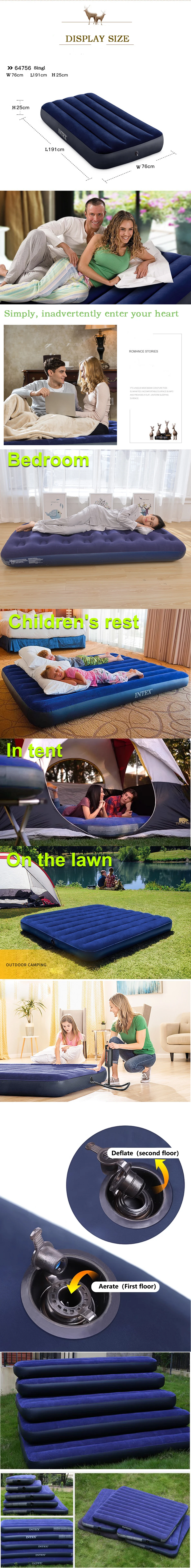 Intex 64756-Matelas gonflable une place avec pompe intégrée, 191 x 76 lit à air, design unique - - Boutique Algérie
