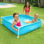 Piscine intex 57173 rectangulaire à cadre métallique, 122cm, 48 pouces, pour enfants, cadre en acier, couleur bleue, facile à installer, été