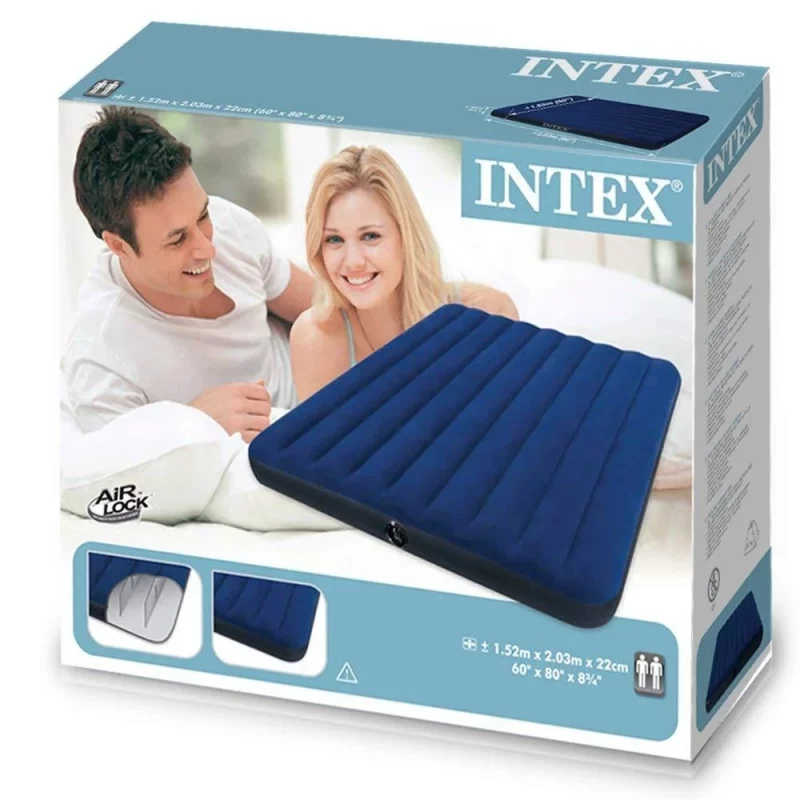 SancINaler- Matelas gonflable avec pompe à main, lit pneumatique classique Queen, camping, 64765