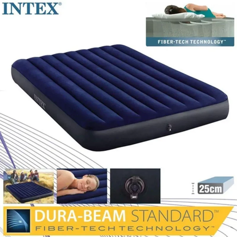 Matelas gonflable intex portable et durable, parfait pour le camping, la randonnée, usage domestique, lit de couchage à coussin d'air simple et double