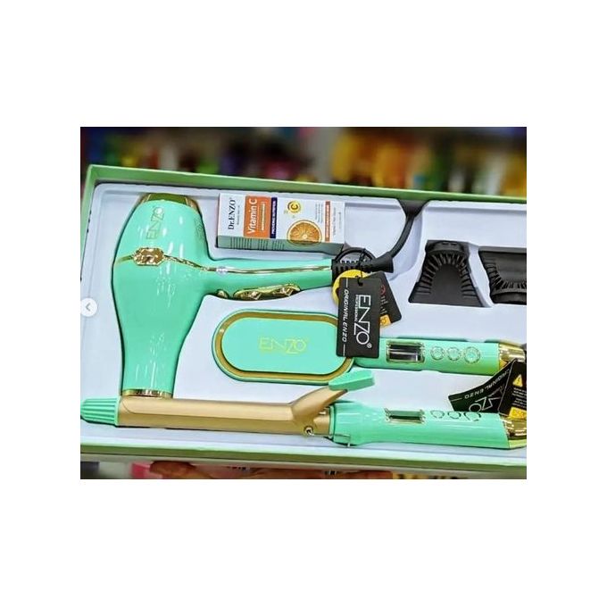 Pack 3 en 1 séchoir + brosse lissante + Boucleur EN-6301 rose