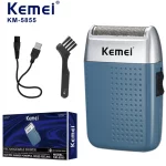Rasoir électrique professionnel pour hommes, KM-5855, Mini rasoir Portable, lame de rasage alternative, chargement USB