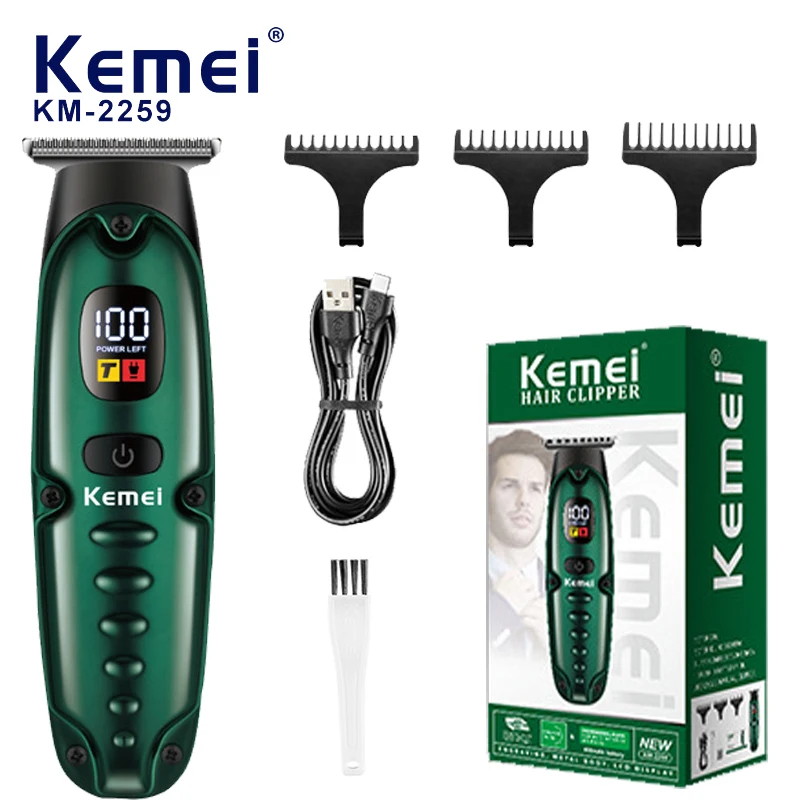 Tondeuses kemei km-2259 pour hommes Tondeuses de barbier sans fil professionnelles rechargeables à faible bruit