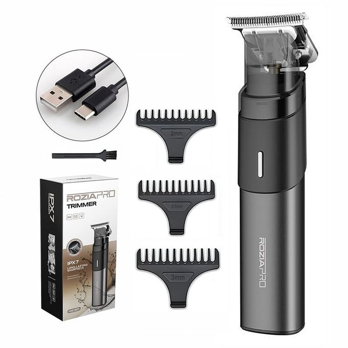 rozia HQ-367 tondeuse à cheveux à barbe zéro mm rechargeable, étanche ipx7 noir