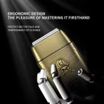 rasoir Kemei KM-TX15 rasoir electrique pour barbe barbe avec afficheur Affichage numérique 10W Machine à Raser pour Hommes doré