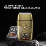 rasoir Kemei KM-TX15 rasoir electrique pour barbe barbe avec afficheur Affichage numérique 10W Machine à Raser pour Hommes doré