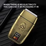 rasoir Kemei KM-TX15 rasoir electrique pour barbe barbe avec afficheur Affichage numérique 10W Machine à Raser pour Hommes doré