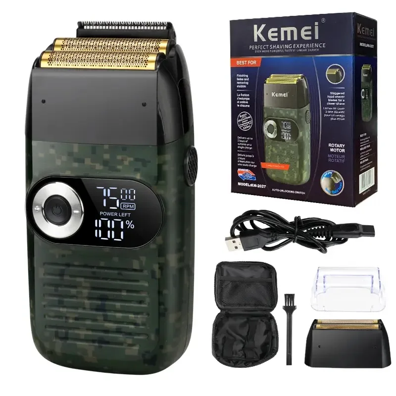 Kemei KM-2027 Rasoir Électrique 2 en 1 Tondeuse À Cheveux LCD Tondeuse À Barbe USB Tondeuse À Cheveux Machine Rasoir - - Boutique Algérie