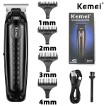 Kemei 1579 PRO-Tondeuse à cheveux sans fil, 0mm, pour coiffeur, tondeuse de finition, haute performance, profil bas