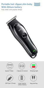 tondeuse HTC Htc AT-118 chargeur Type C, Portable, avec batterie rechargeable couleur noir