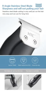 tondeuse HTC Htc AT-118 chargeur Type C, Portable, avec batterie rechargeable couleur noir