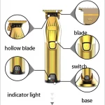 Kemei i32S-Tondeuse à cheveux électrique aste professionnelle pour hommes doré gold