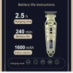 Vgaz901-Tondeuse à cheveux portable aste pour hommes, soins personnels réglables professionnels, tondeuse de barbier pour salon, USB LCD, VgazV901