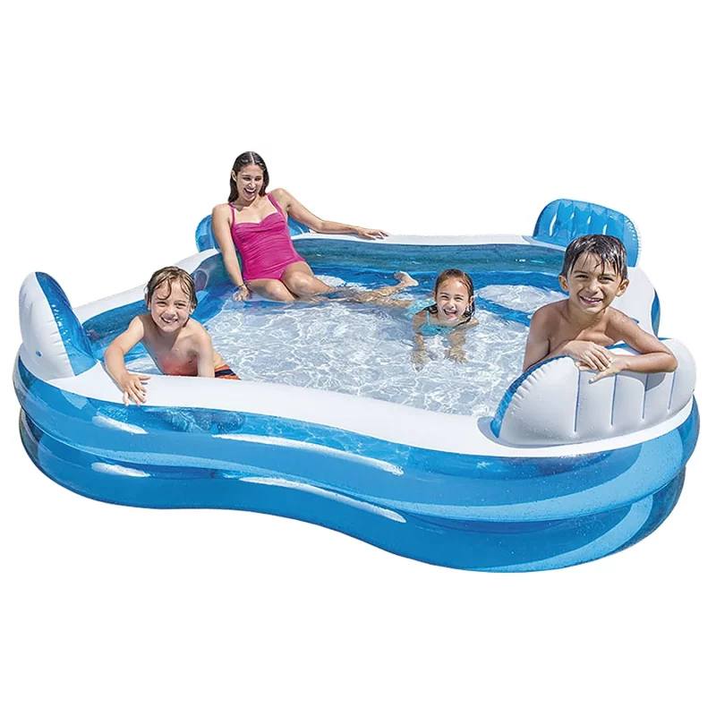 Chaise longue gonflable pour piscine Intex Blue & White Swim Centre 229 x 229 x 66 cm