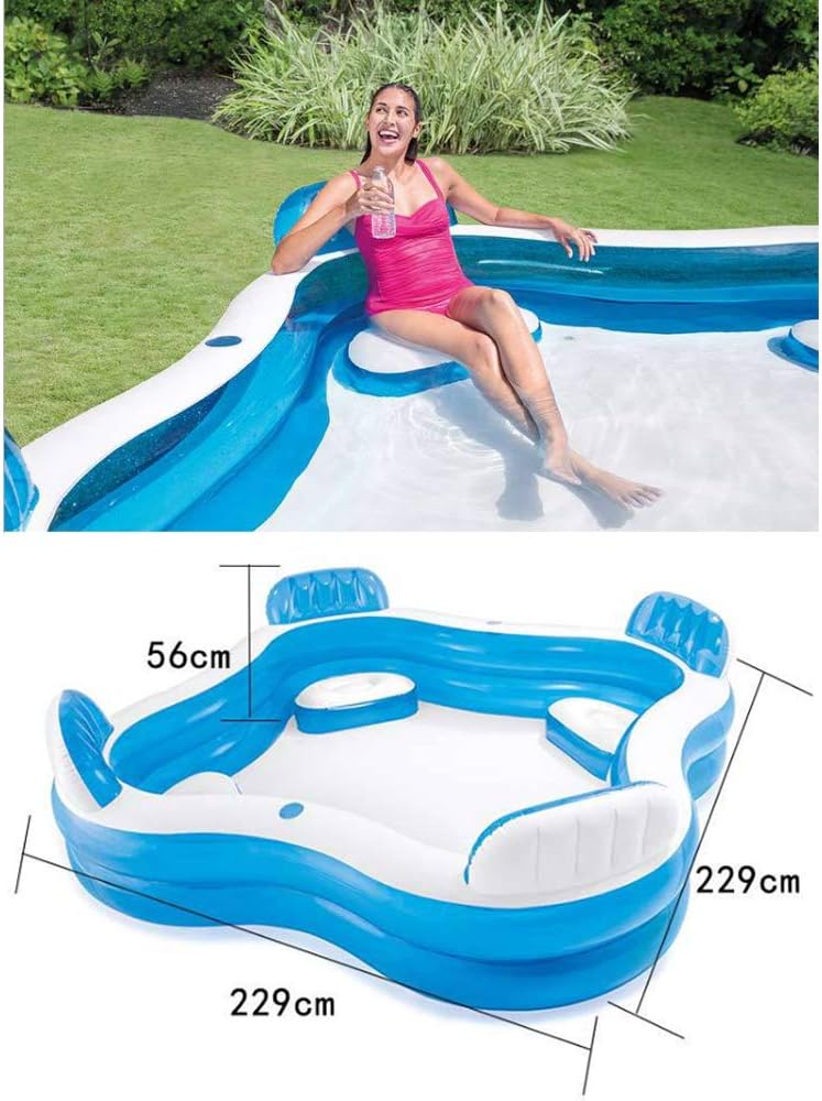 Chaise longue gonflable piscine Intex bleu et blanc Swim Centre 229 x 229 x 66 cm Chaise longue gonflable pour piscine Intex Blue & White Swim Centre 229 x 229 x 66 cm