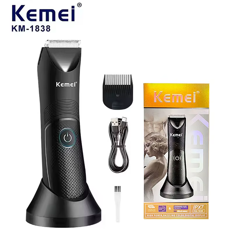 Kemei KM-1838 -Tondeuse à cheveux pour les zones sensibles et intime , lame en céramique,étanche, rasoir d&rsquo;hygiène Tondeuse pour zones intimes