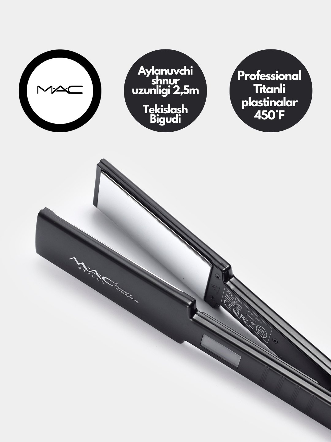 Lisseur Kératine thérapie Professionnel Mac MC-5518 / MC-5518A Céramique 450°F Ecran Lcd Lisseur Mac Styler MC-5518