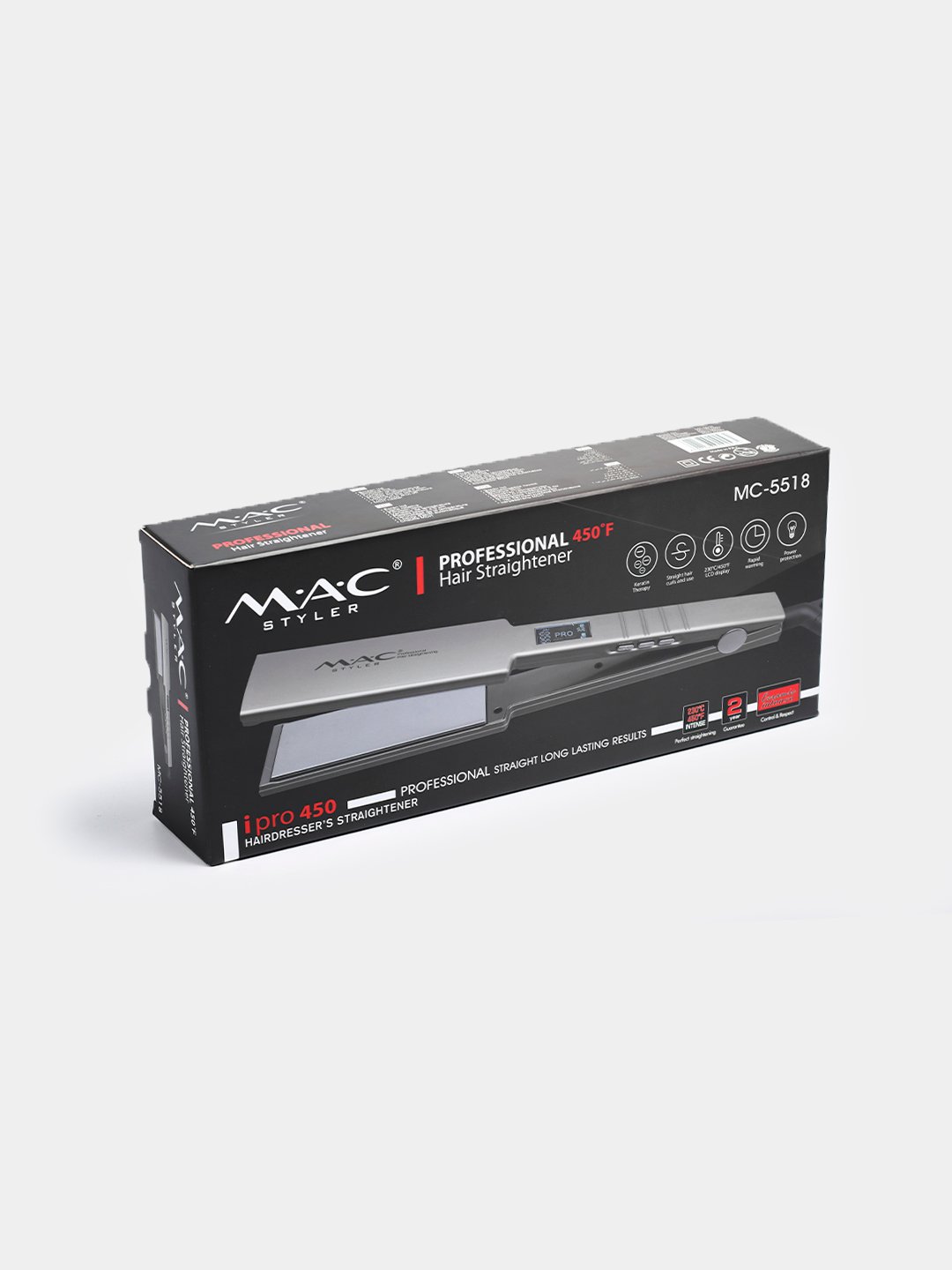 Lisseur Kératine thérapie Professionnel Mac MC-5518 / MC-5518A Céramique 450°F Ecran Lcd Lisseur Mac Styler MC-5518