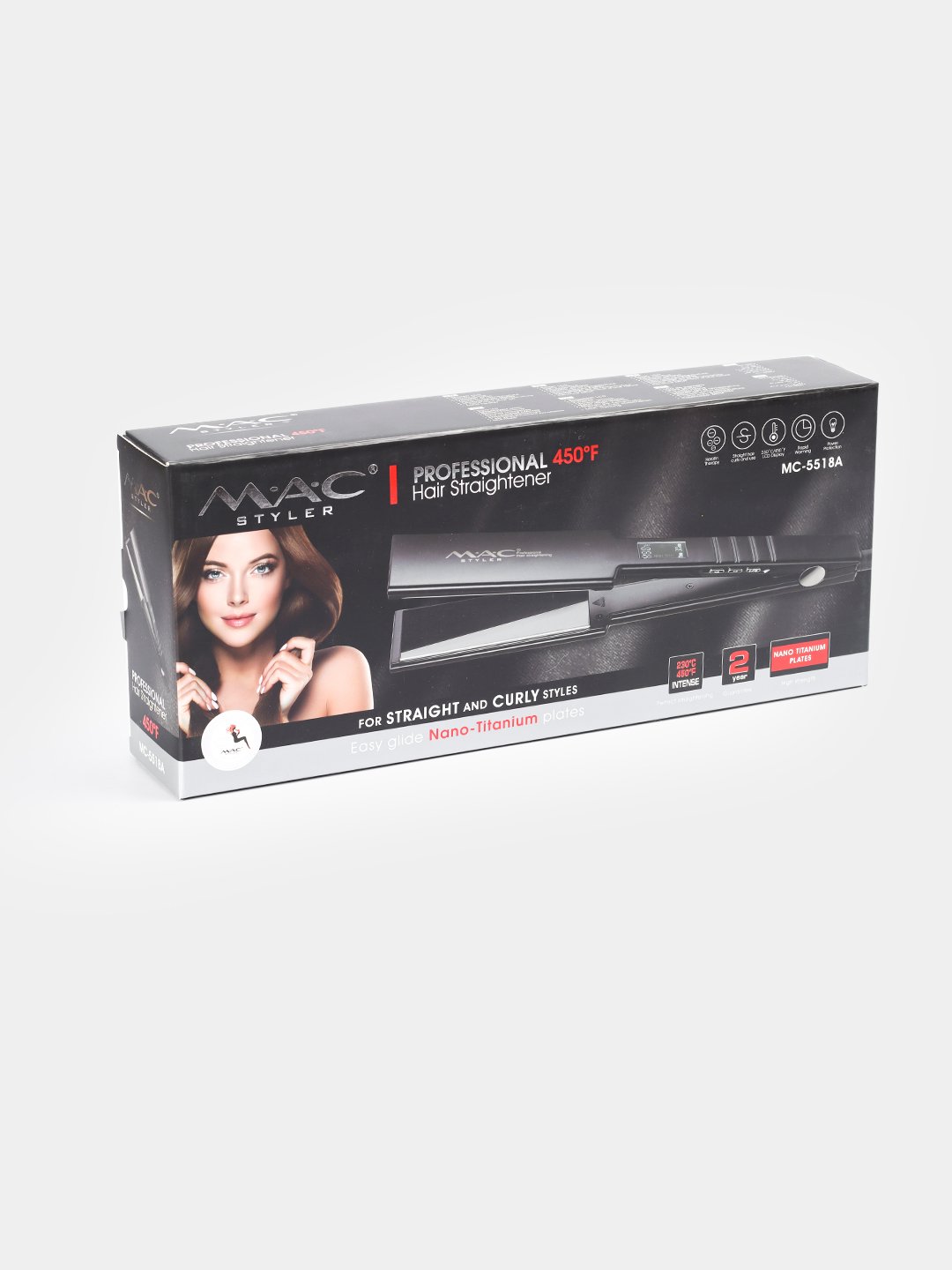 Lisseur Kératine thérapie Professionnel Mac MC-5518 / MC-5518A Céramique 450°F Ecran Lcd Lisseur Mac Styler MC-5518
