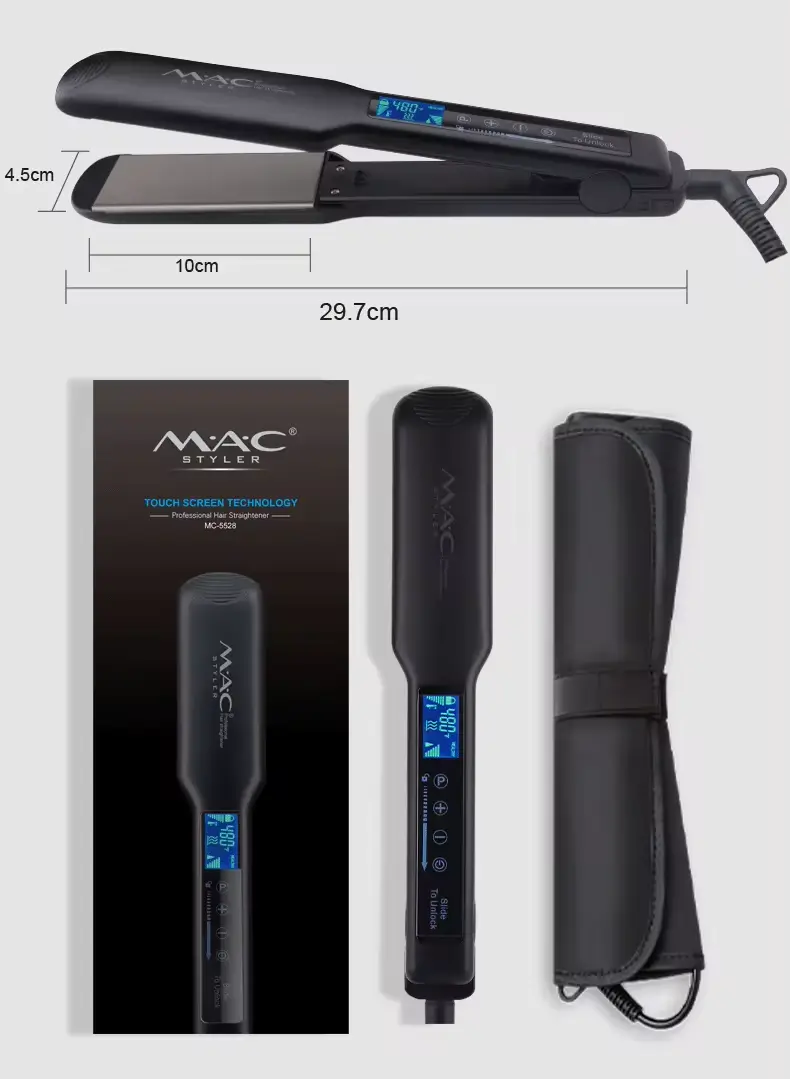 LISSEUR Professional mac MC-5528, Assiettes En Céramique, lcd Température 480 couleur noir