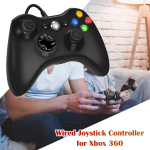Manette joystick filaire manette de jeu USB pour Microsoft Xbox 360 PC Windows 11/10/8 double vibration noir blanc