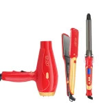 Pack ENZO EN-6305A  3 en 1 fer à friser fer à lisser ensemble de sèche-cheveux rouge