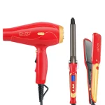 Pack ENZO EN-6305A  3 en 1 fer à friser fer à lisser ensemble de sèche-cheveux rouge