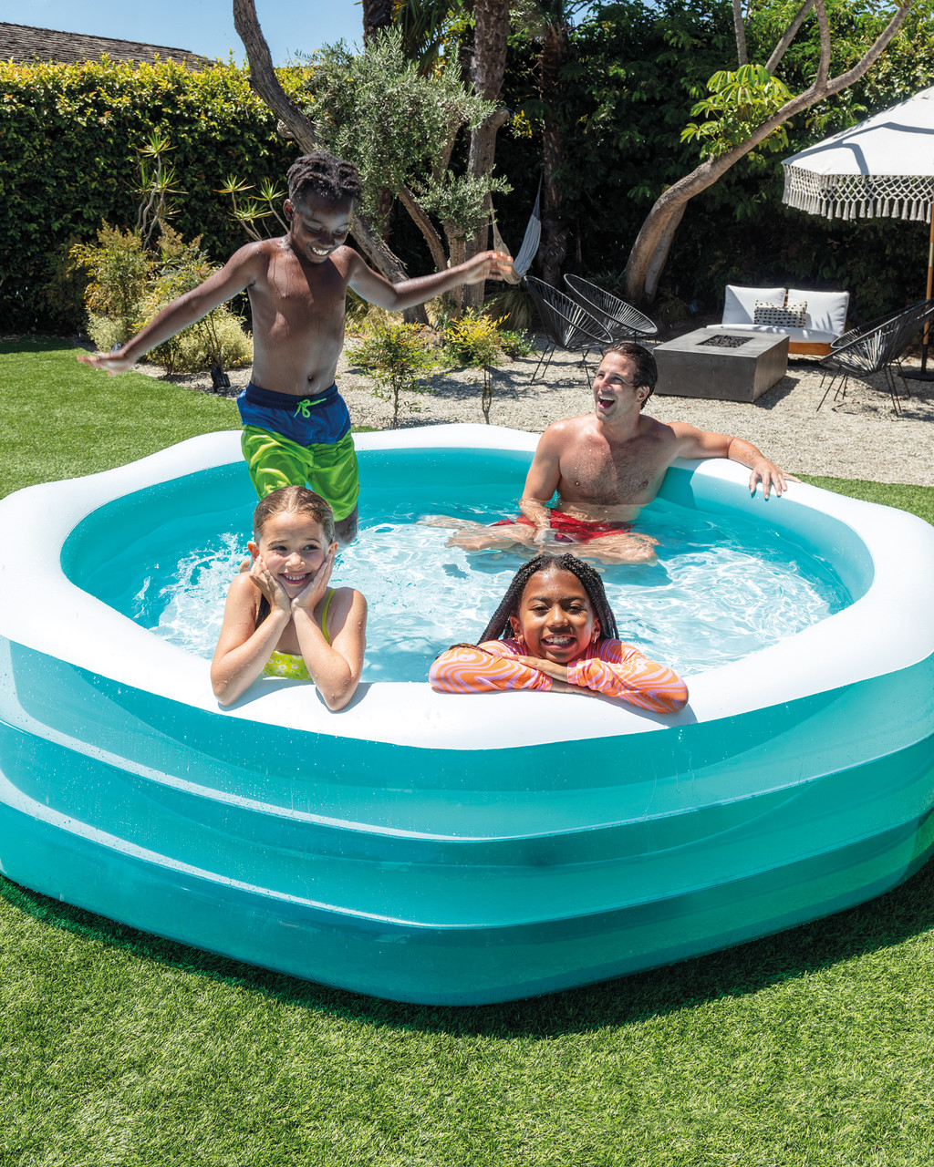 Piscine familiale octogonale intex 254 cm x 56 cm bleu