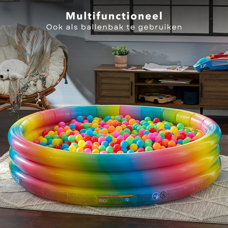 Piscine Gonflable à Balles intex - 147cm - 3 Anneaux - Hauteur 33cm - Capacité en eau 330 litres - Rainbow Colors