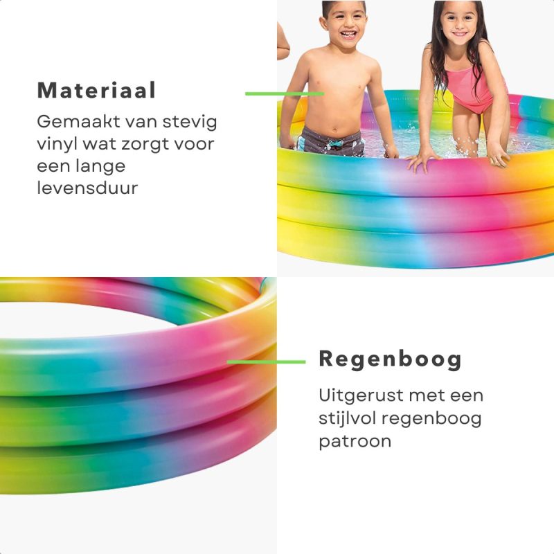 Piscine Gonflable à Balles intex - 147cm - 3 Anneaux - Hauteur 33cm - Capacité en eau 330 litres - Rainbow Colors