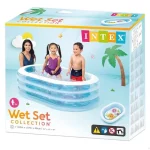 piscine intex ovale baleine 3 boudins transparents 163 x 107 x 46 cm beul blanc