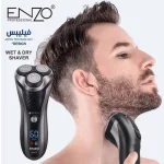 Rasoir ENZO EN-9309 rechargeable à trois têtes - afficheur LCD finition 0mm